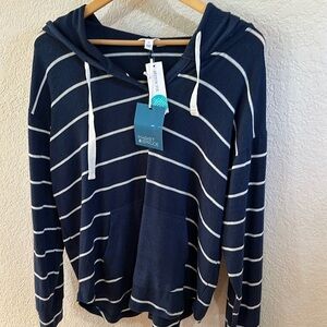 Market & Spruce Kallon color block brushed knit hoodie navy size large
